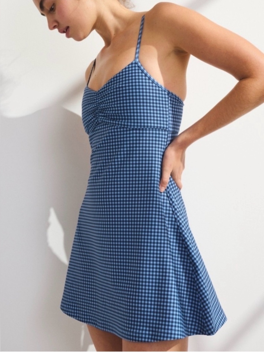 Abercrombie & Fitch YPB SculptLUX Blue Gingham Mini Skort Dress Blue Women’s XL